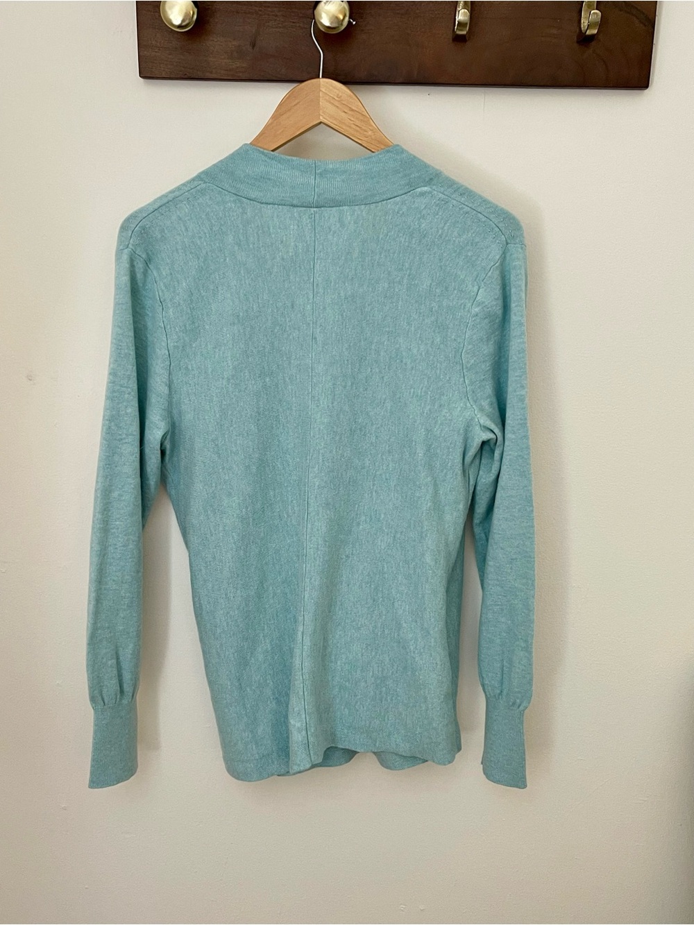 J Jill Aqua Faux Wrap Sweater Top Cotton Blend M - Picture 4 of 5